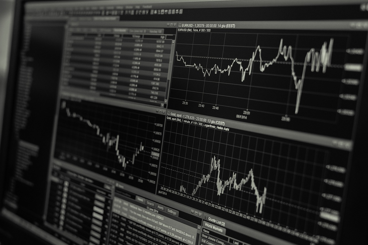 stock market chart dark neon